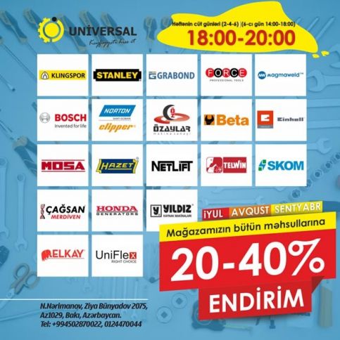 Saat 18:00-20:00 aralığında 20%-40% endirim!